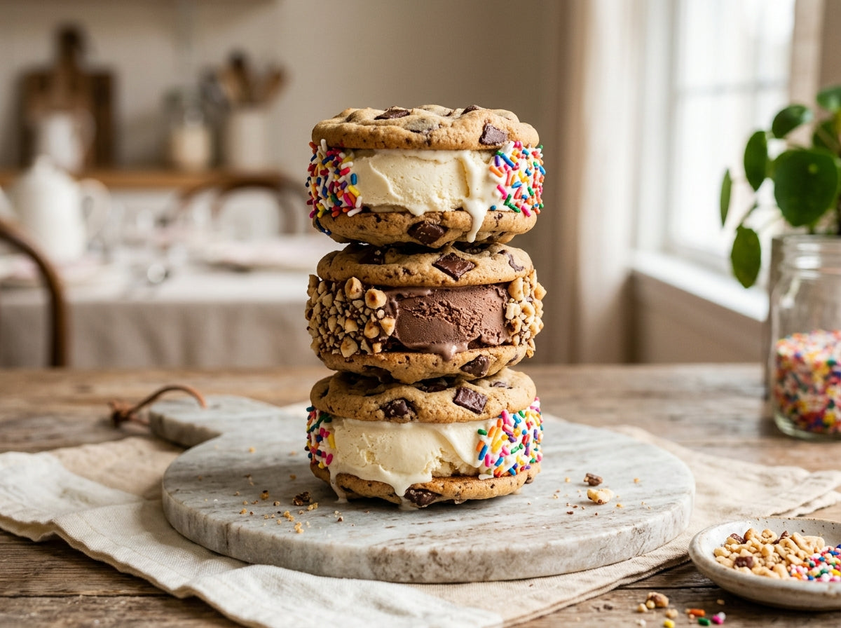 Homemade ice cream sandwiches made with ScoopWich